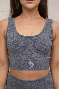 Ladies Ribbed Seamless Sports Bra (Grey)