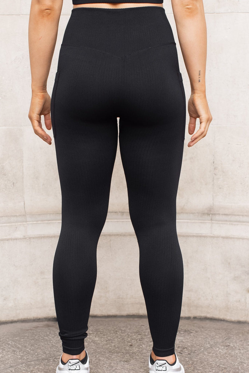 Ladies Ribbed Seamless Leggings (Black) – Progressed Clothing Ltd